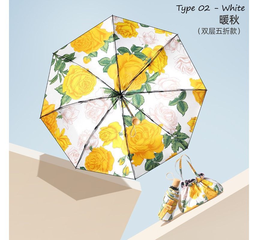 Fenmo - Compacte paraplu met bloemenmotief (diverse designs)