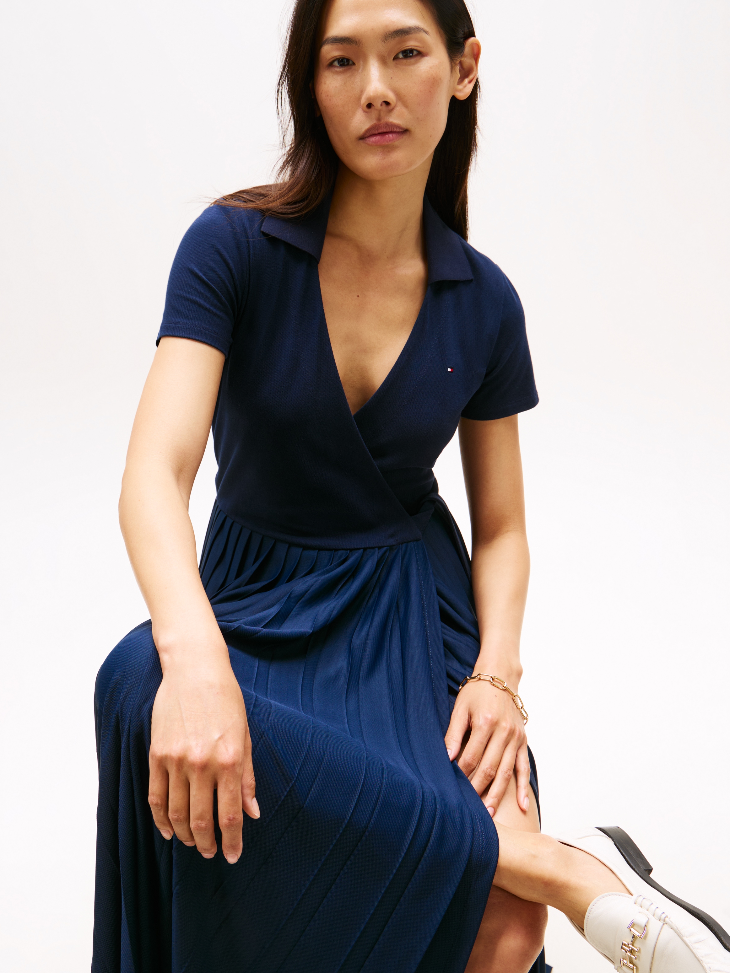 Tommy Hilfiger Wickelkleid »1985 PLEATED WRAP POLO DRS« mit Bundfalten