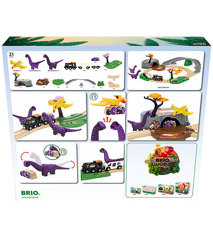BRIO WoRød Togbanes?t m. Dinosaurer - 21 dele - 36094
