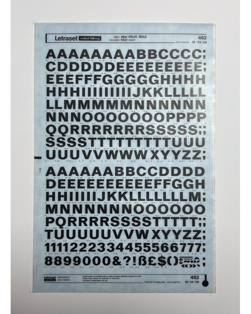 Letraset 462 - FOLIO BOLD - 48/54pt