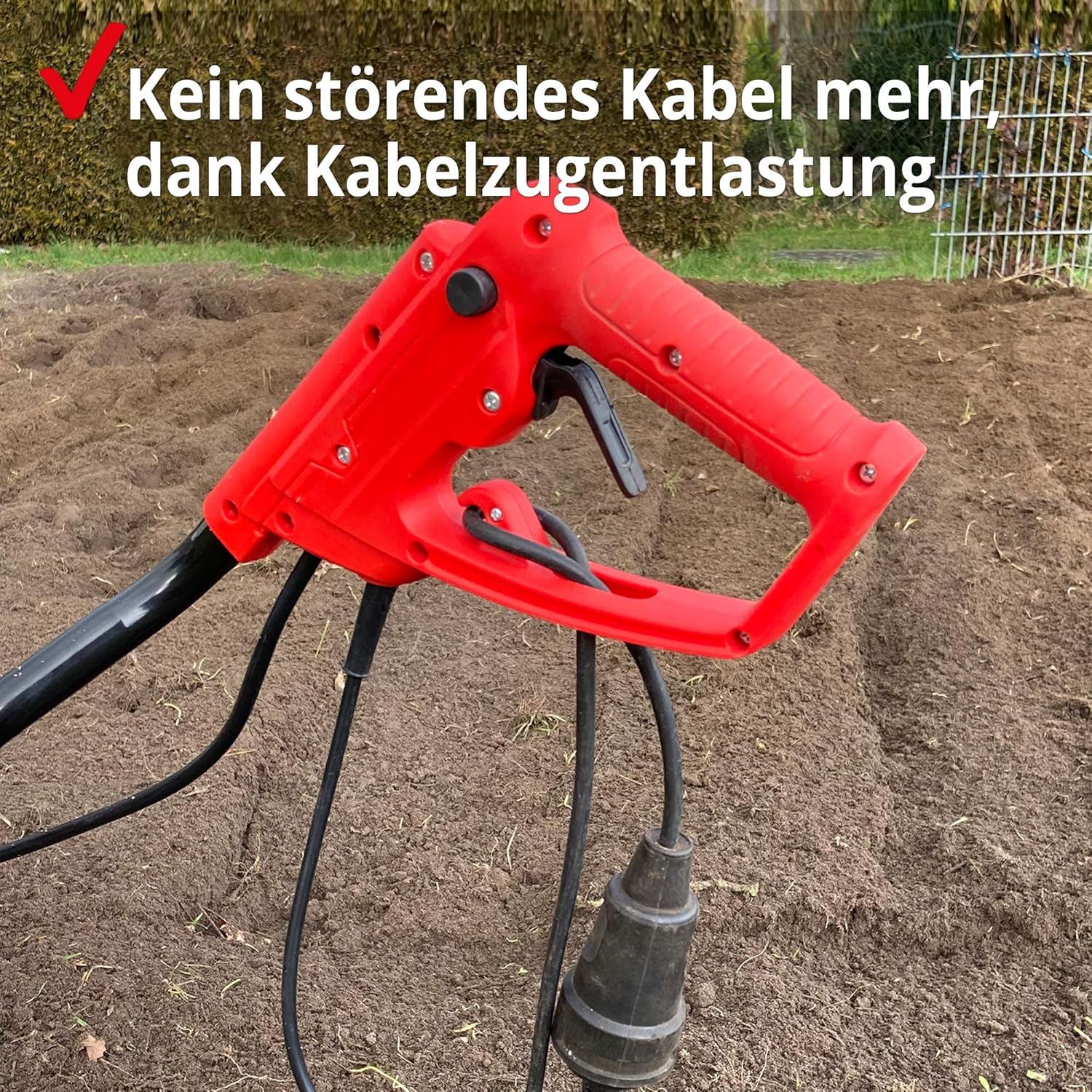 HECHT Elektro Bodenhacke für effektive Bodenbearbeitung – 1500 Watt – 24 Messer – elektrische Gartenfräse – Gartenhacke – Kultivator – zum umgraben und lockern vom Boden für perfekte Pflanzen (Rot)