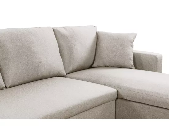 Canapé Panoramique Convertible avec 2 Coffres en Tissu