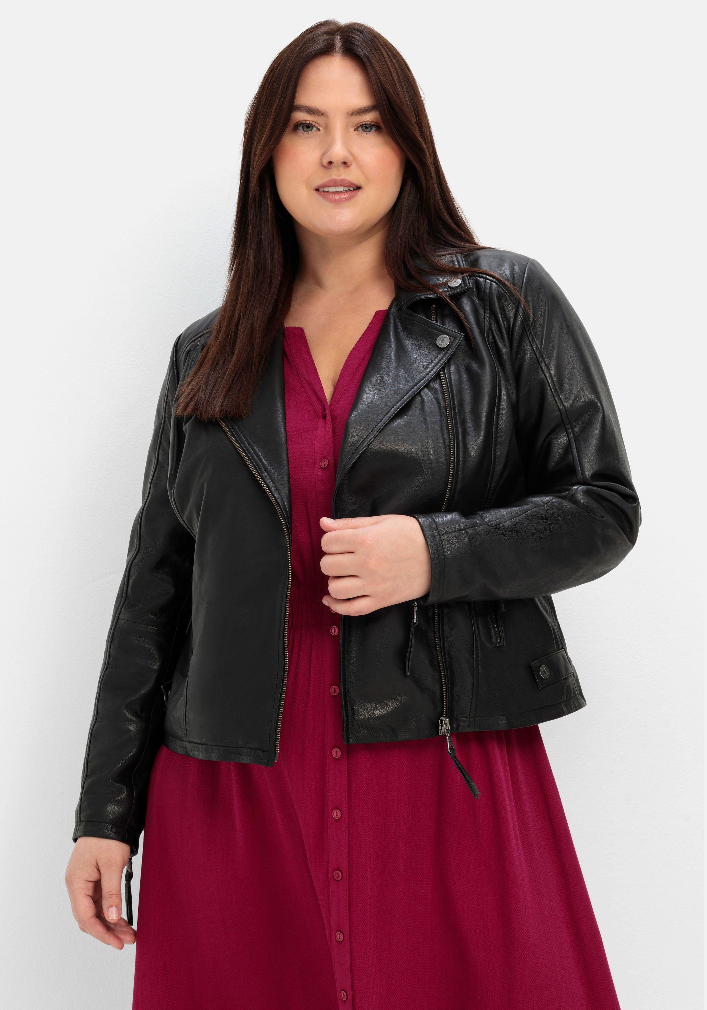 Kurze Lederjacke aus Lammnappa, im Biker-Stil
