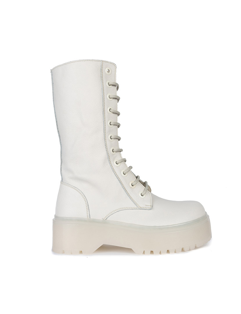 Long White Leather Boots