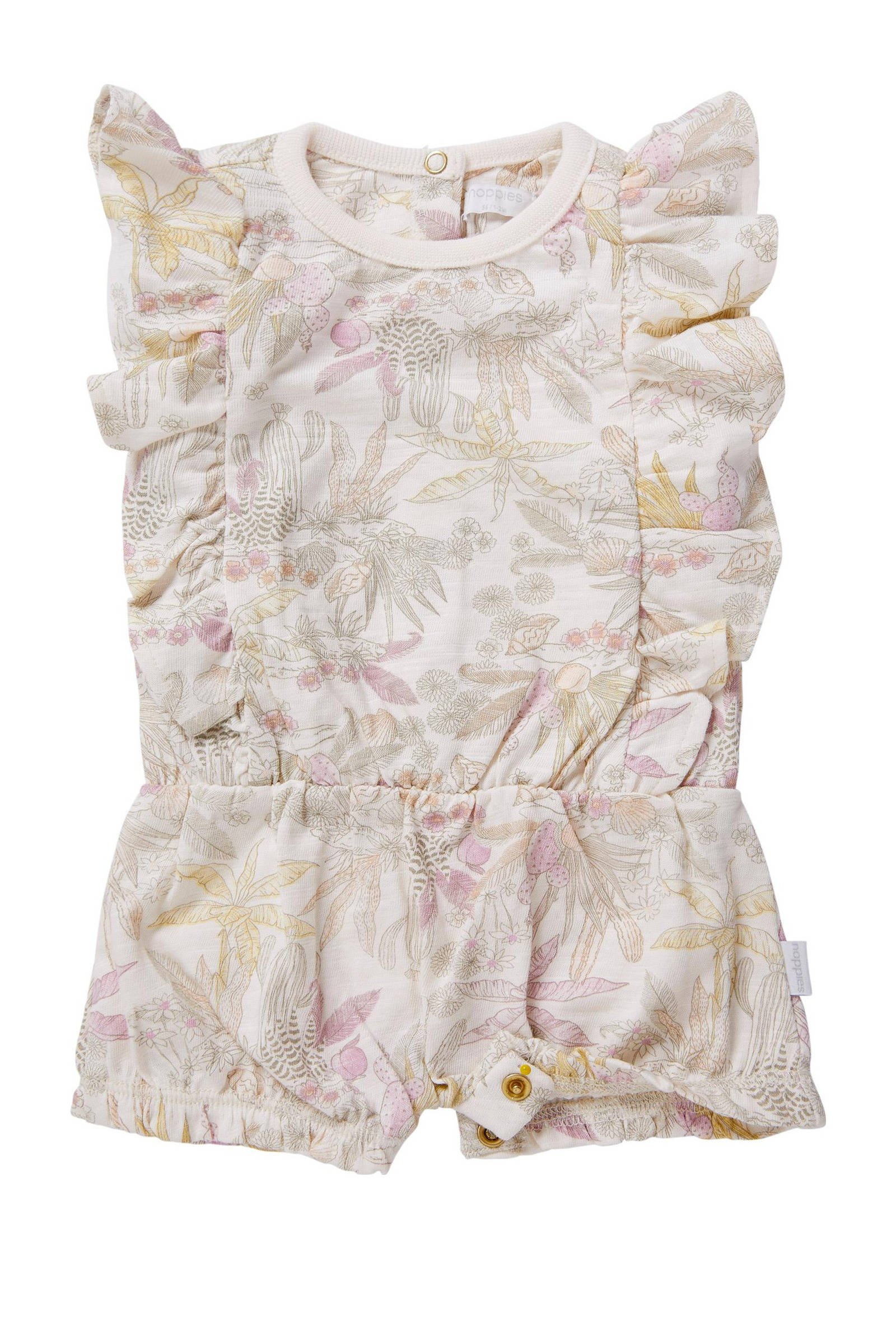 Noppies babyplaysuit Nola ecru/beige/lila/geel