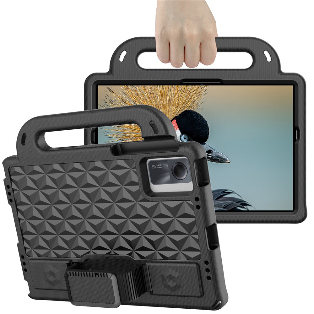 Samsung Galaxy Tab A11  Plus / A9  Plus / S9 FE Outdoor Schaumstoff Hülle mit Handschlaufe und Schultergurt - Schwarz