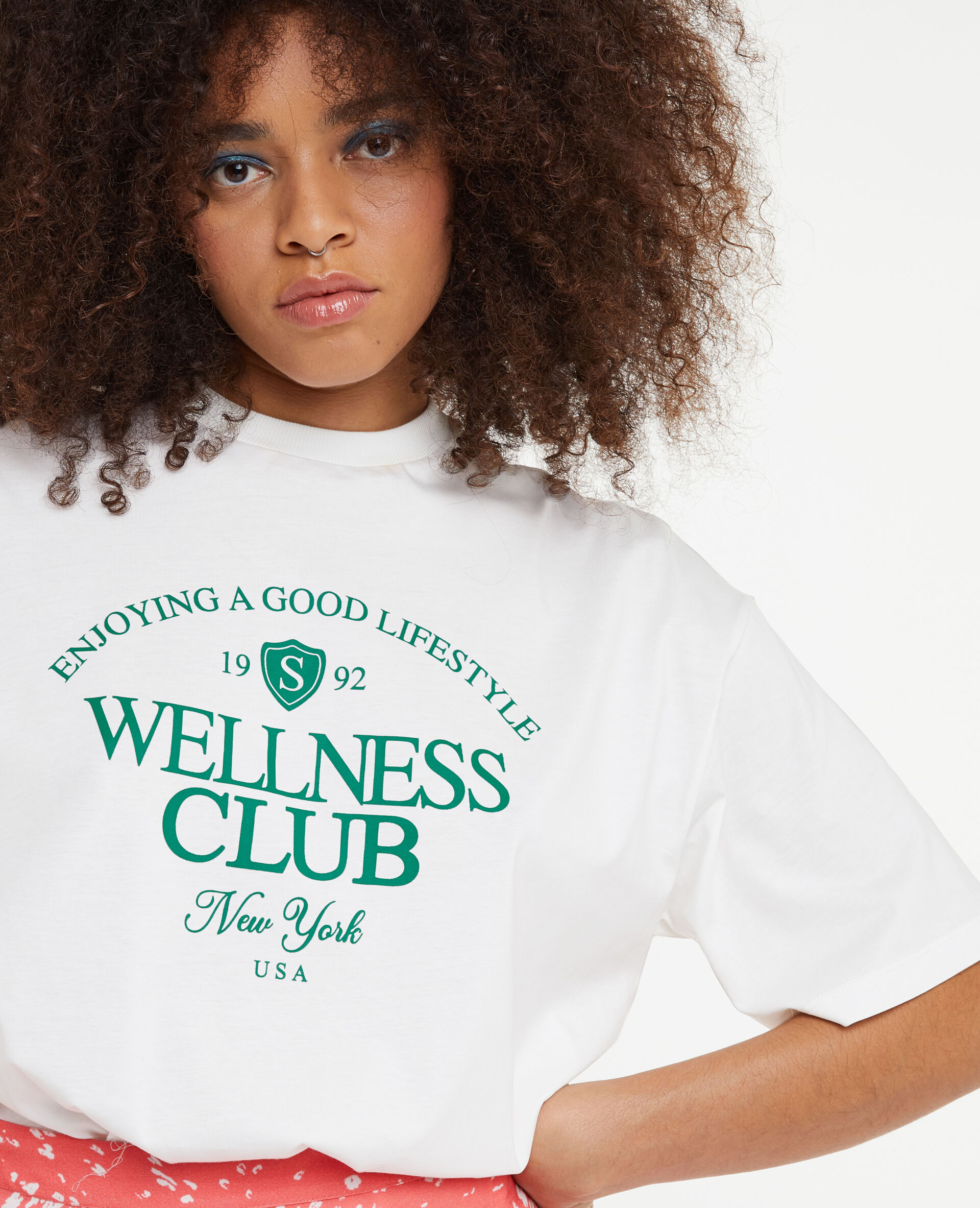 T-shirt oversize avec print devant - Blanc
