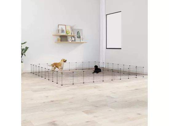 Cage animaux de compagnie à 36 panneaux et porte Noir 35x35 cm