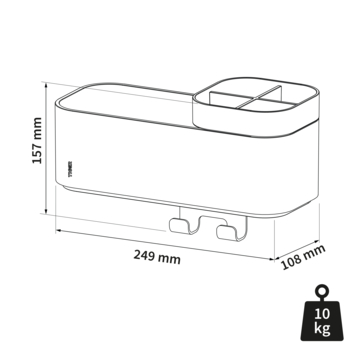 Tiger Opbergrekje 2-store met handdoekhaak en tandenborstelhouder 25 cm zwart