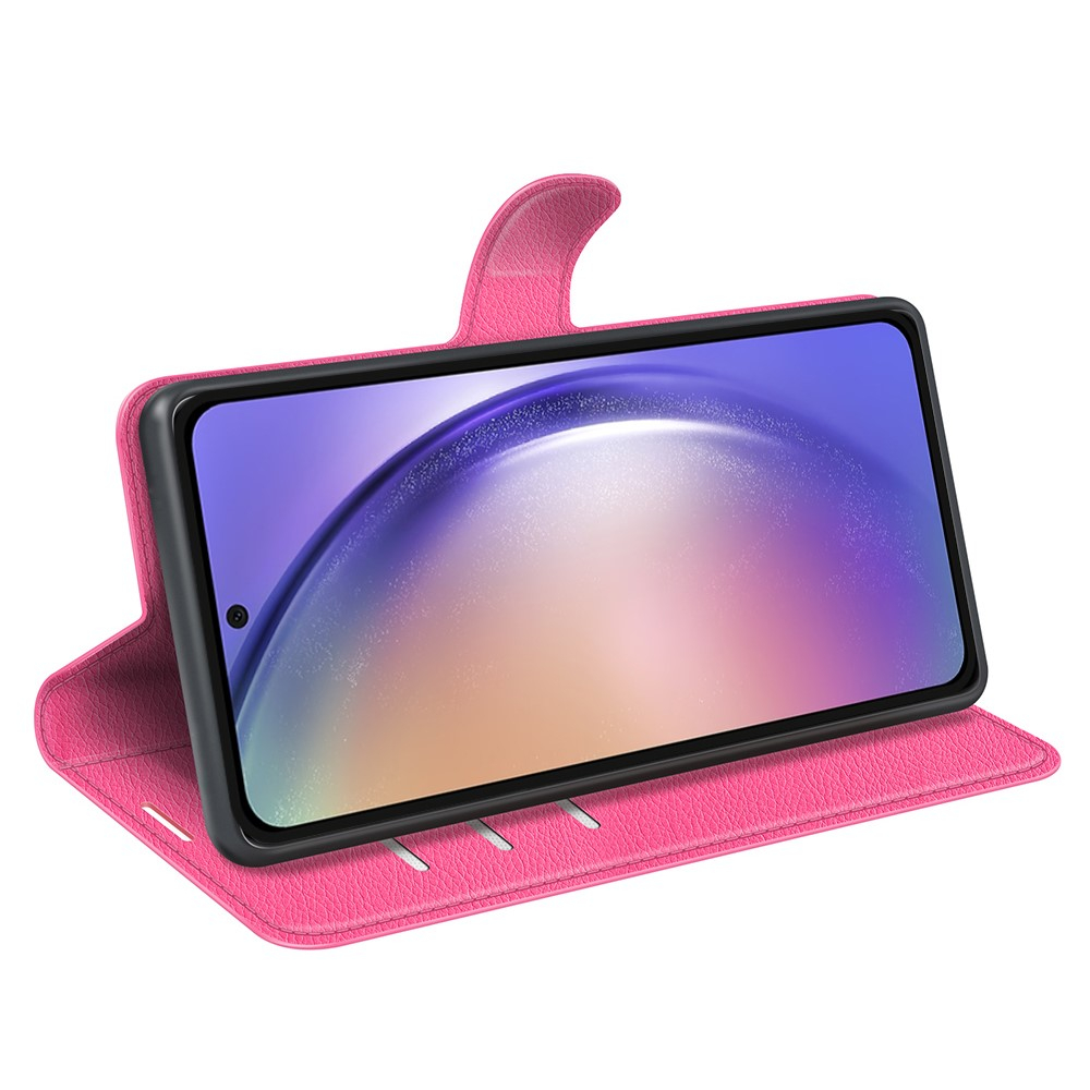 Samsung Galaxy A55 Leder Tasche Flip Cover Litchi Look - Pink