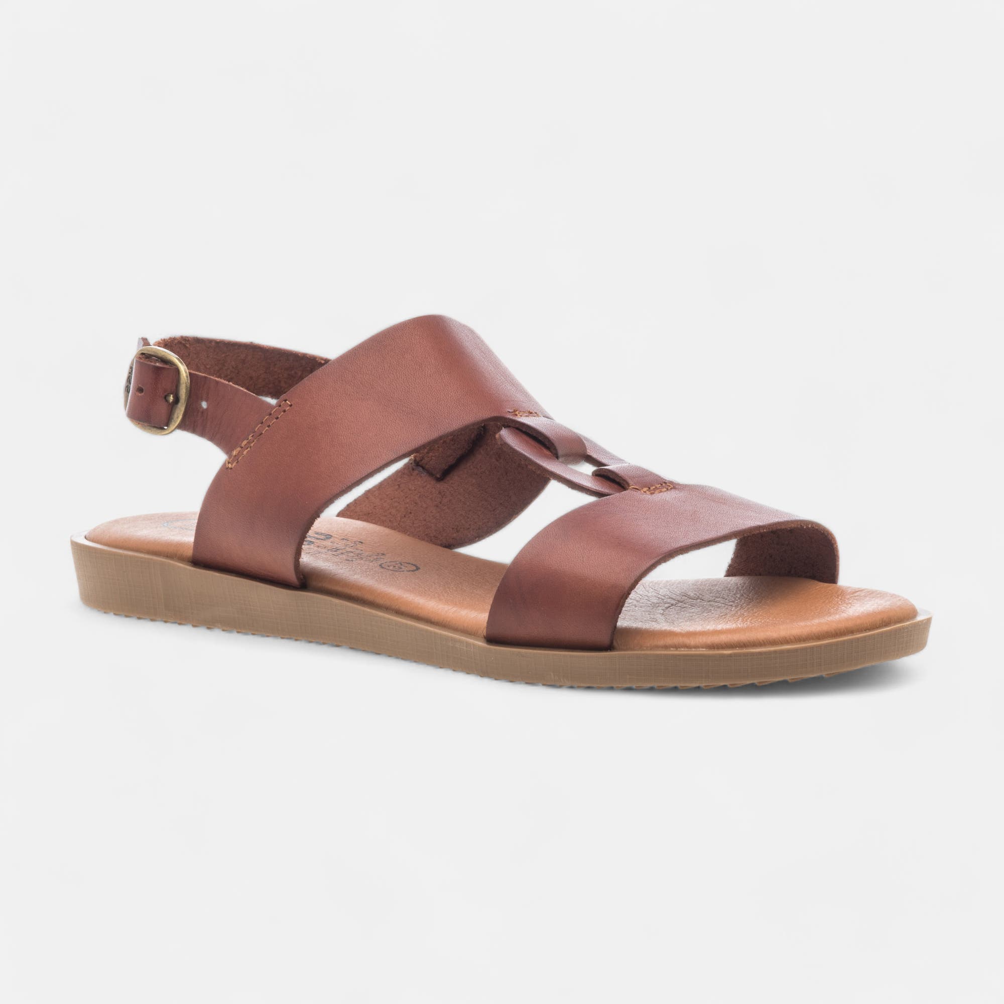 Nu-pieds Femme en cuir marron