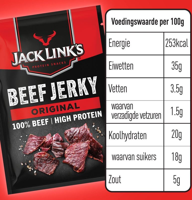 Jack Link's - Beef Jerky Original - Gedroogde Beef Jerky - 12-pack (12 x 25 g)