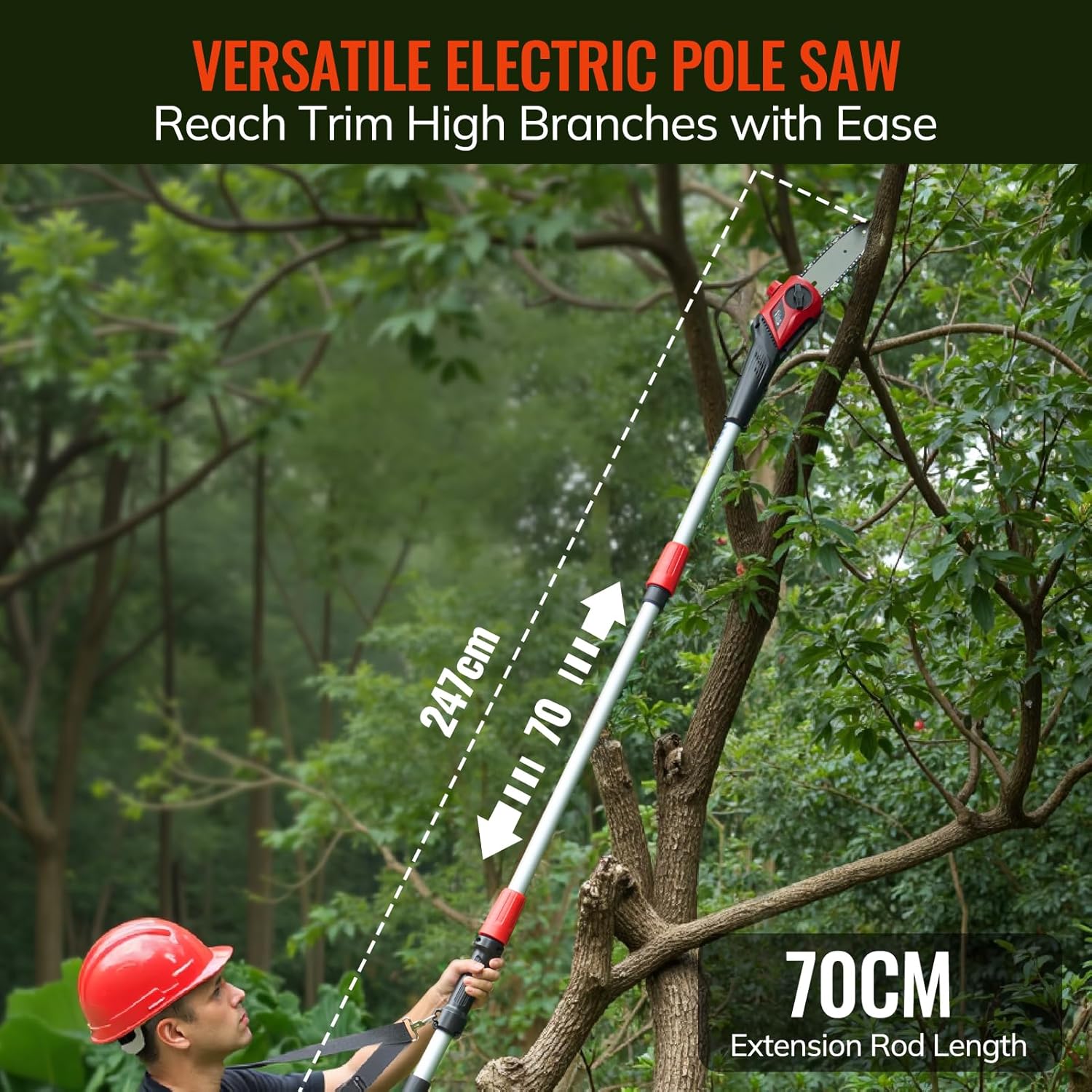 Keenstone 2 in 1 Akku-Hochentaster und Heckenschere, Verlängerungsstange, Reichweite bis 4m, Inklusive Akku & Ladegerät, 18V 4.0Ah