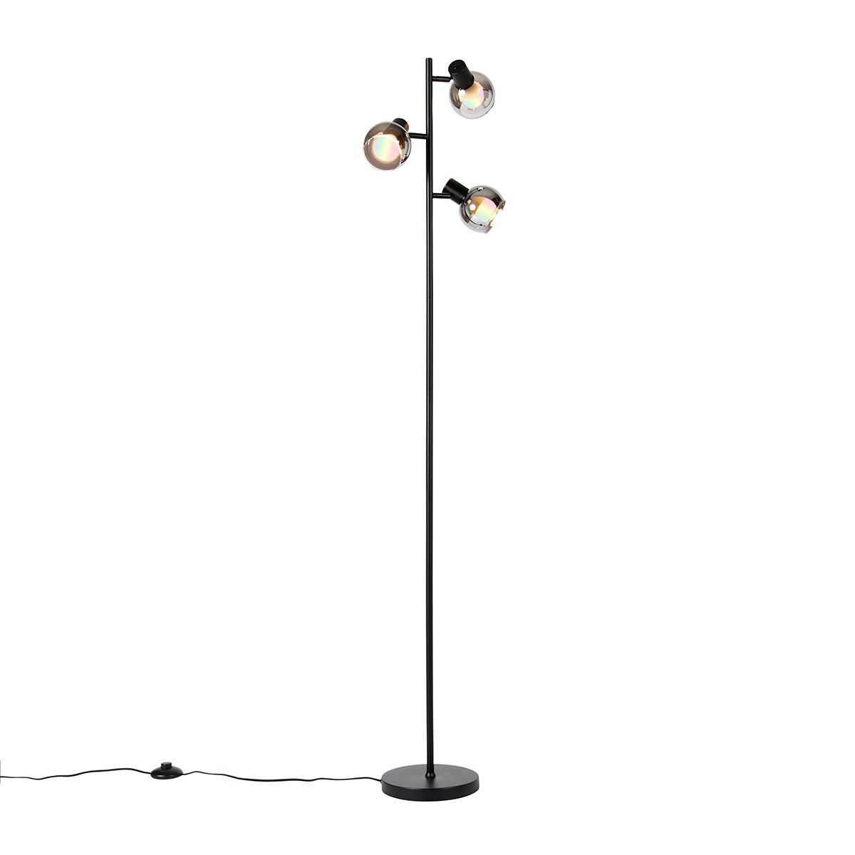 Smart vloerlamp zwart met smoke glas incl. 3 Wifi P45 - Vidro