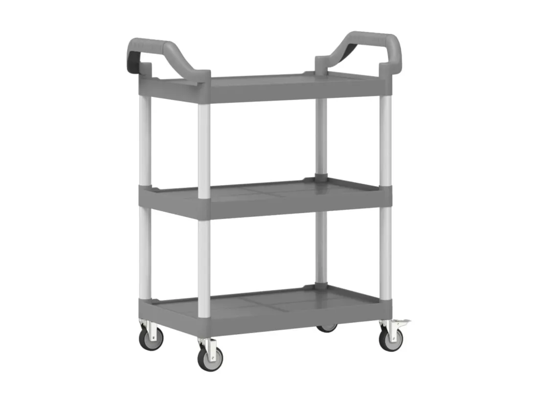 Chariot à 3 niveaux gris 81x41x92 cm aluminium