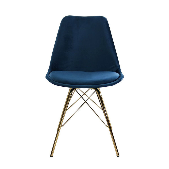 Kick collection - Stoel Velvet Donkerblauw - Goud frame