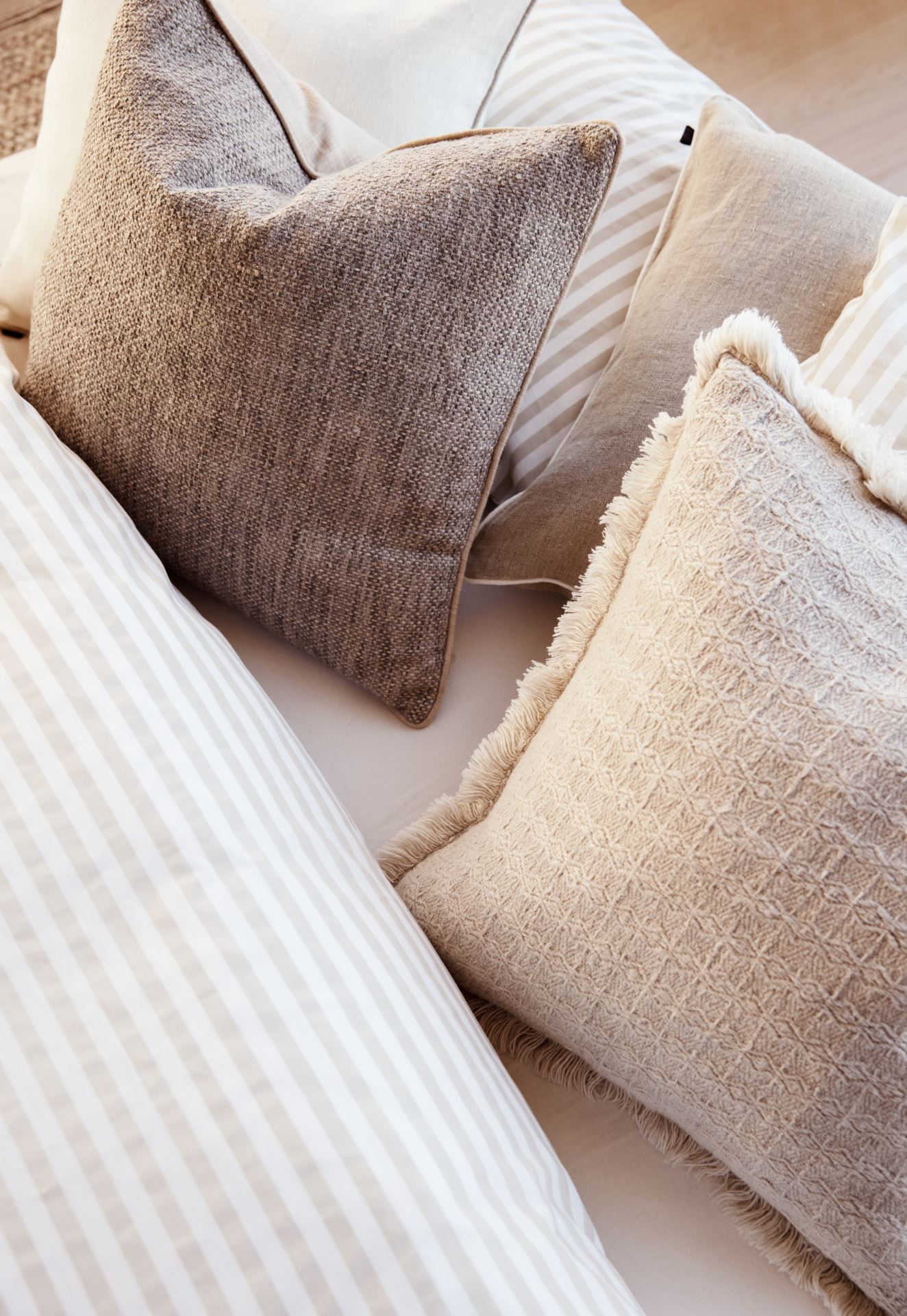 Bomull sengesett beige - 140x200 cm