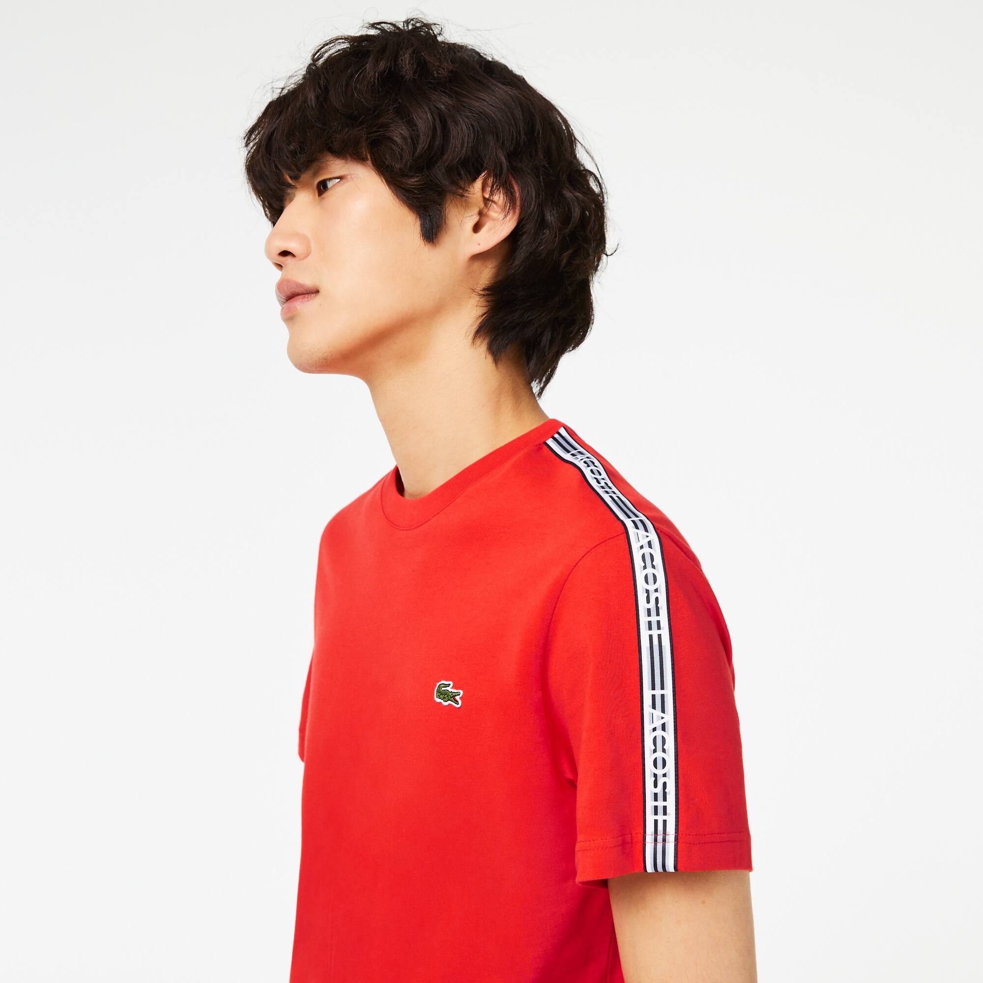 Herren LACOSTE T-Shirt mit Logostreifen T-Shirts - Rot - Lacoste - Herren