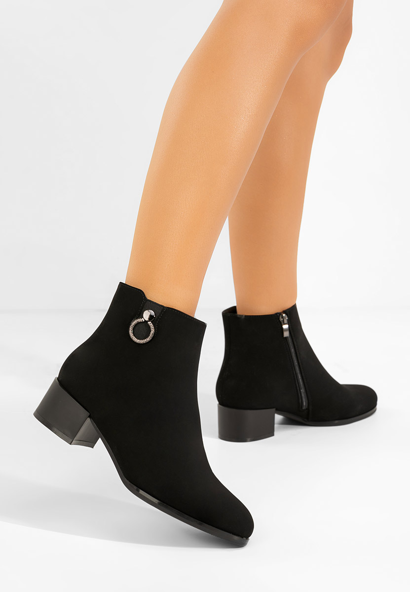 Bottines à gros talon noires Dionisa
