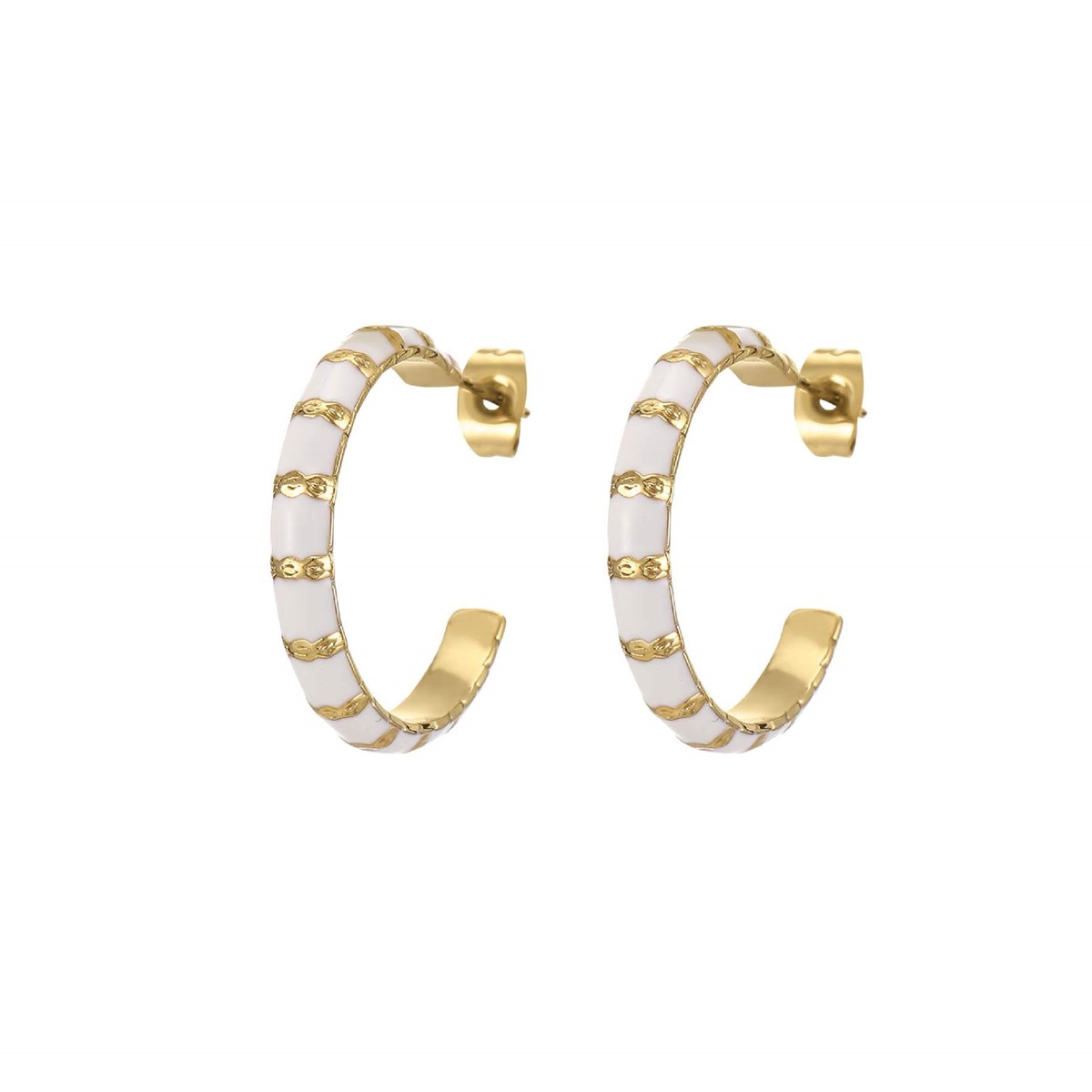 Boucles Mona blanches acier doré or