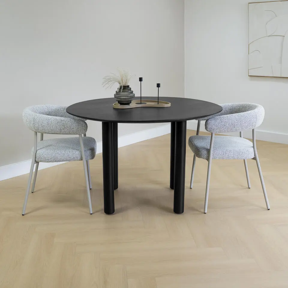 Lewis & Loft Eettafel Lian - Rond ⌀120 cm - Mangohout - Zwart