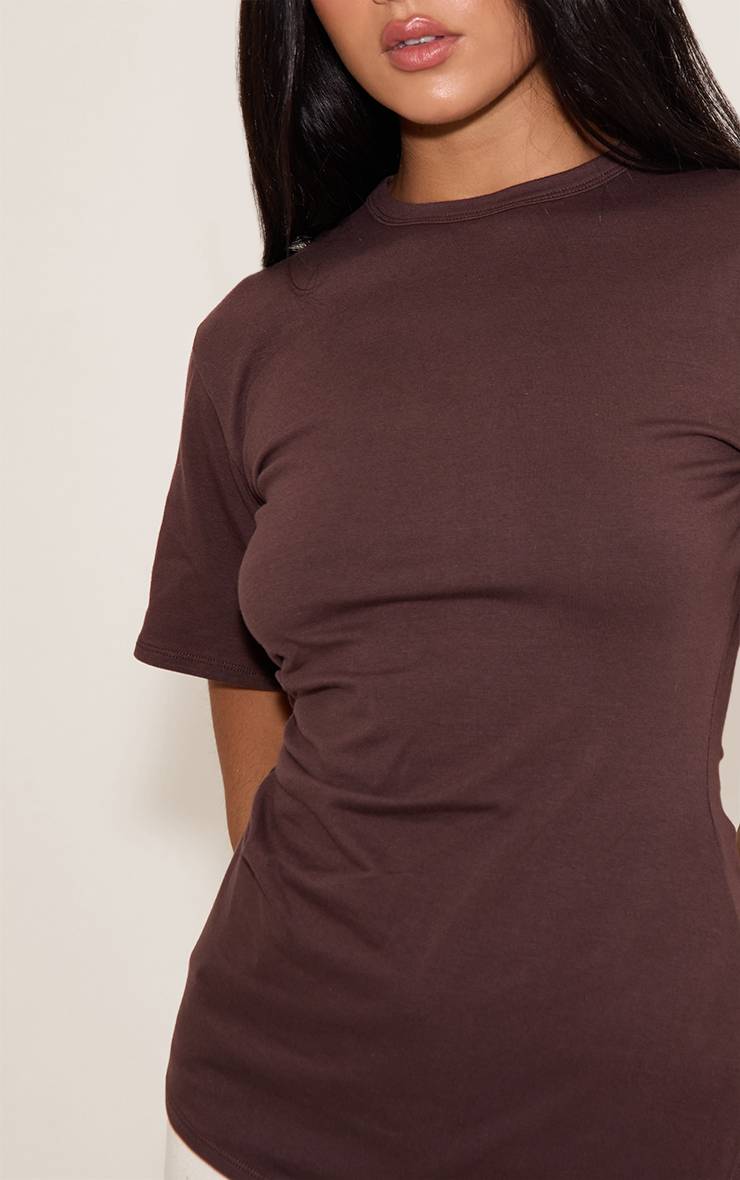Chocolat T-shirt En Coton À Ourlet Asymétrique Et Côté Froncé