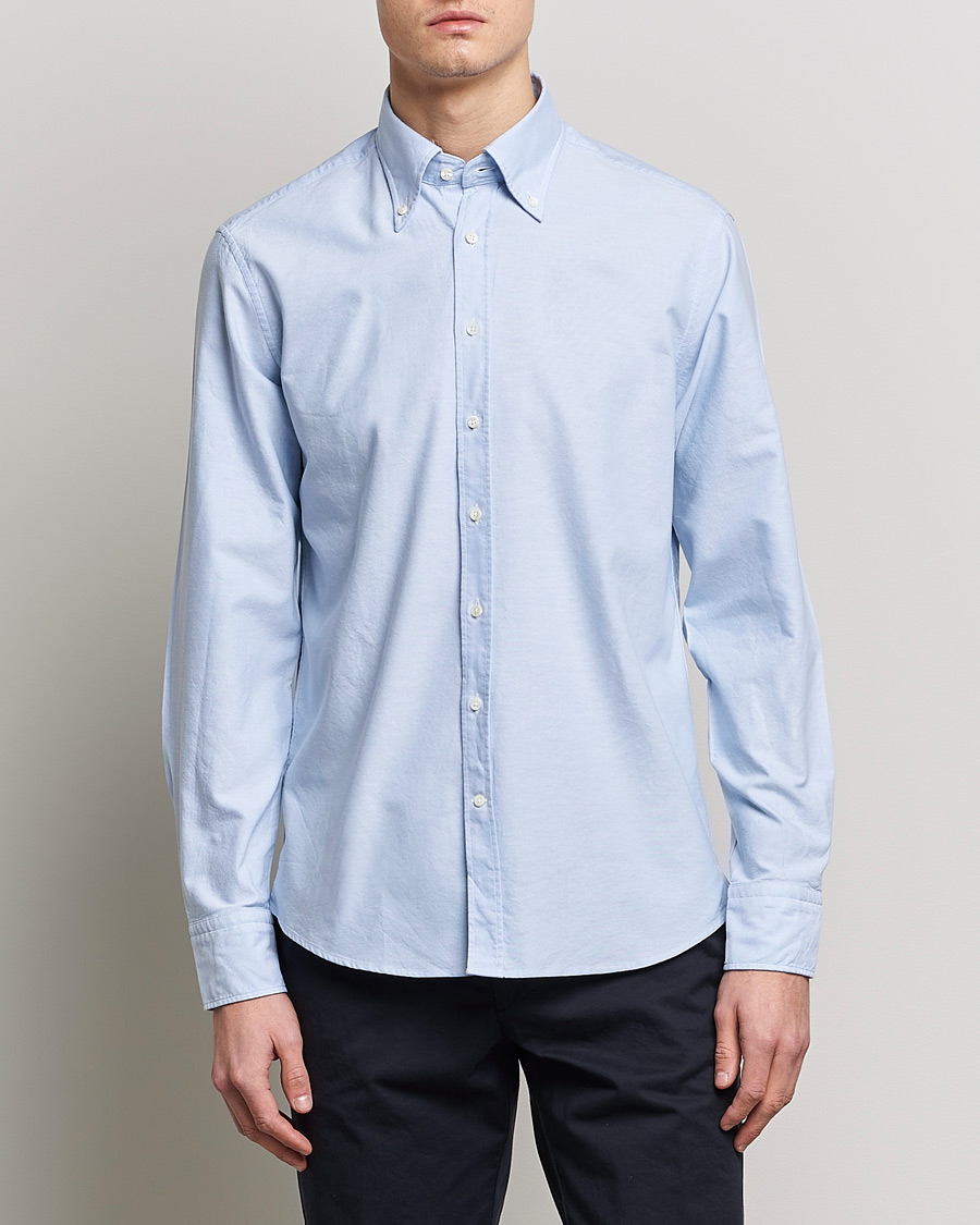 Stenströms Fitted Body Oxford Shirt Light Blue