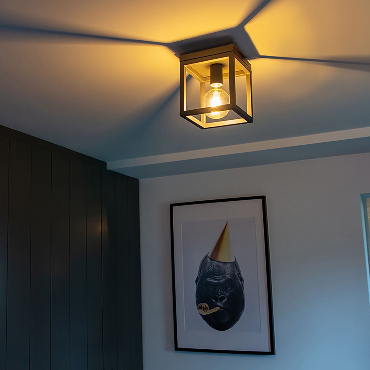 Industriële smart plafondlamp donkergrijs incl. Wifi G95 - Cage
