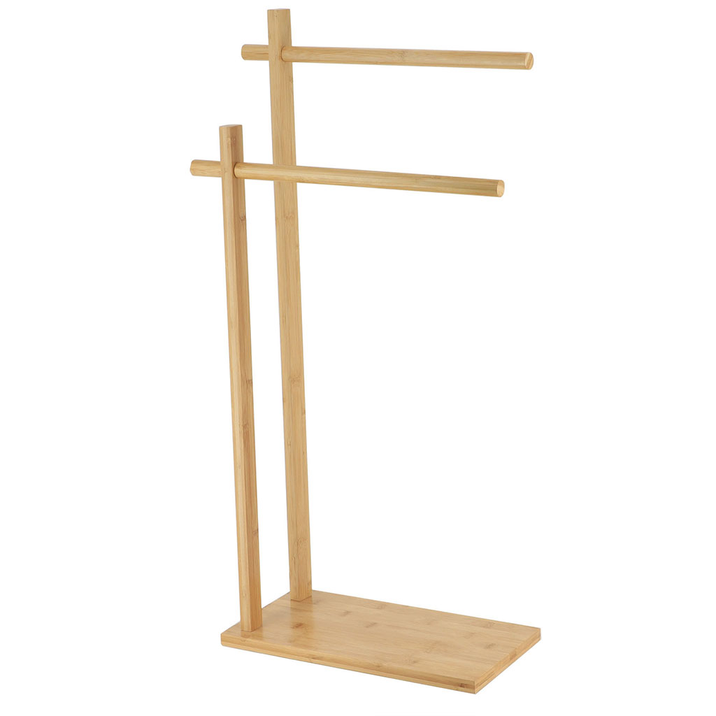 Porte-serviettes 2 barres bambou 39.5x84x21cm