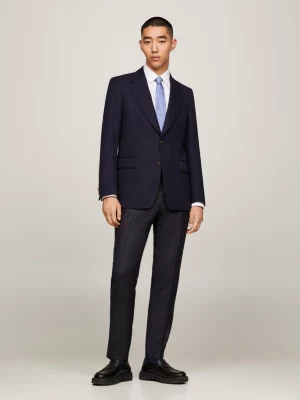 Blazer slim fit com risca de giz em mistura de lã