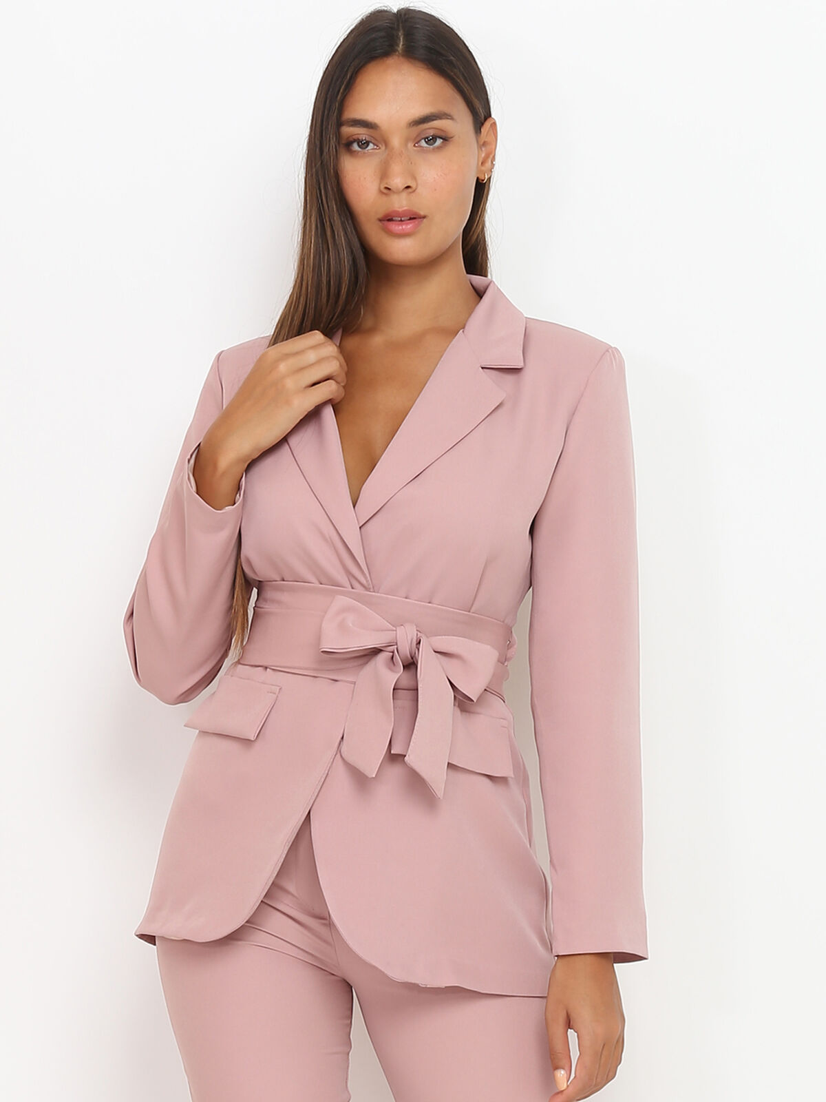 Veste blazer à nouer- Vieux rose