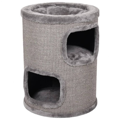 Arranhador tubular para gatos com toca, cinza