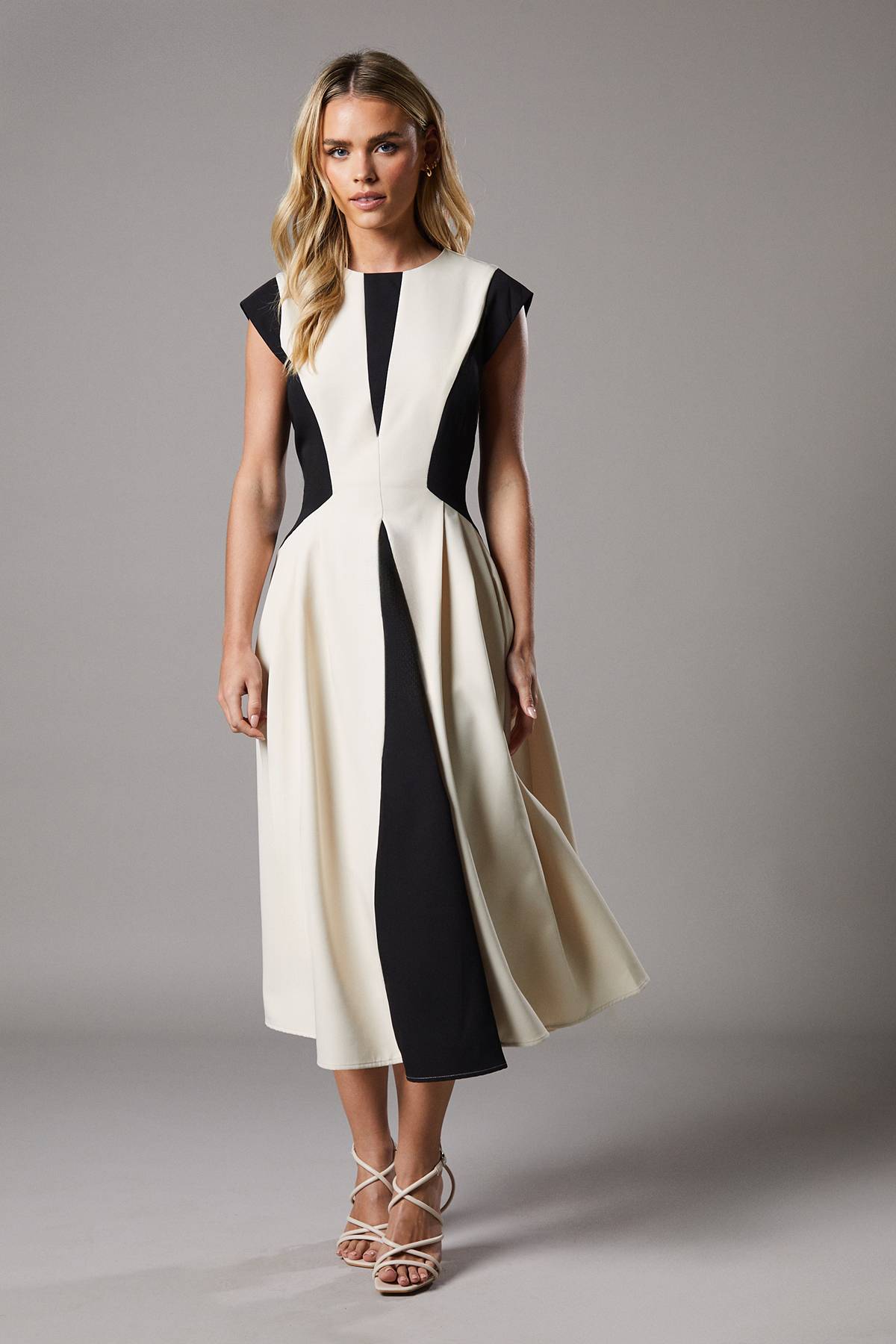 Coast Robe Midi Crêpe Petite à Blocs de Couleurs