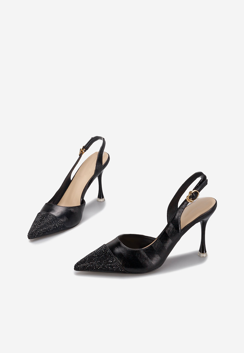 Chaussures stiletto slingback noirs Lilly