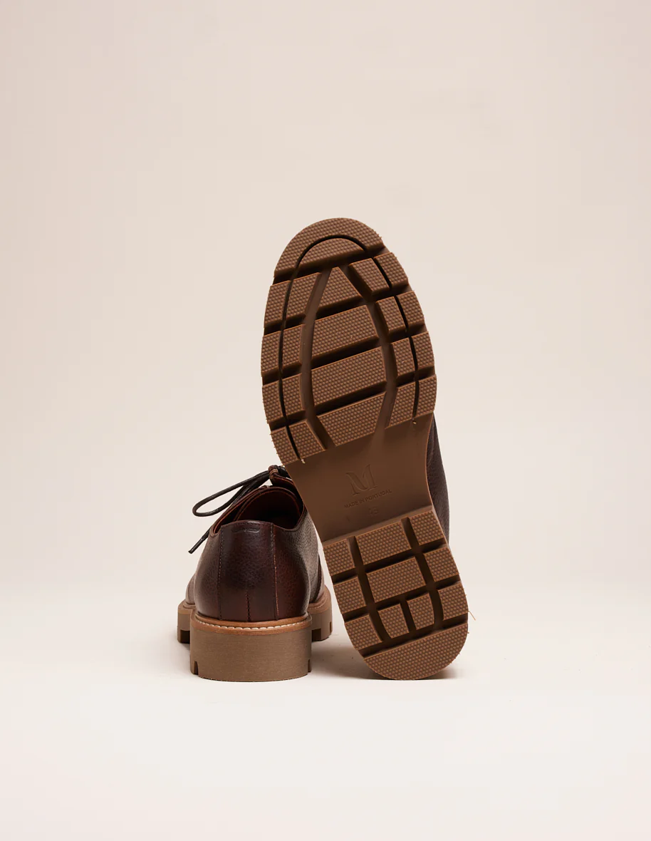 Derbies Gontran - Cuir pull up grainé marron