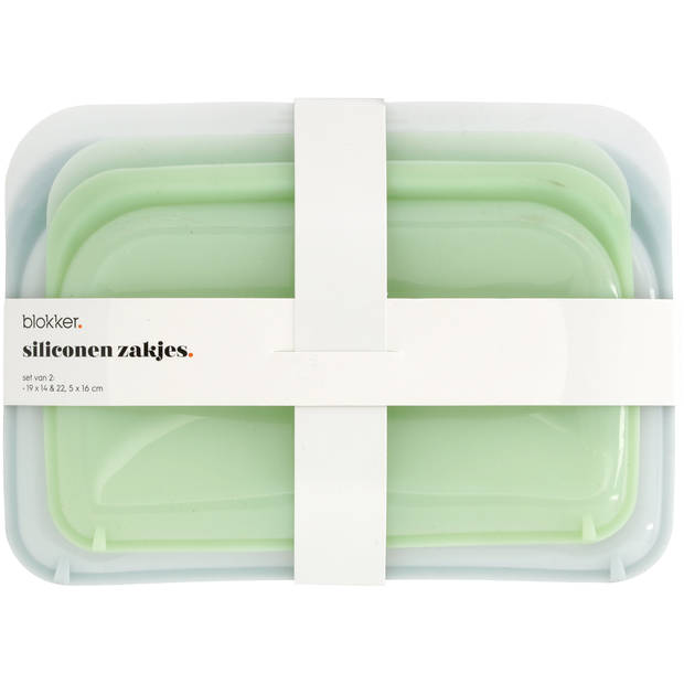 Blokker Frisse Start siliconen zakjes - set van 2 - 19x14cm - 22.5x16cm