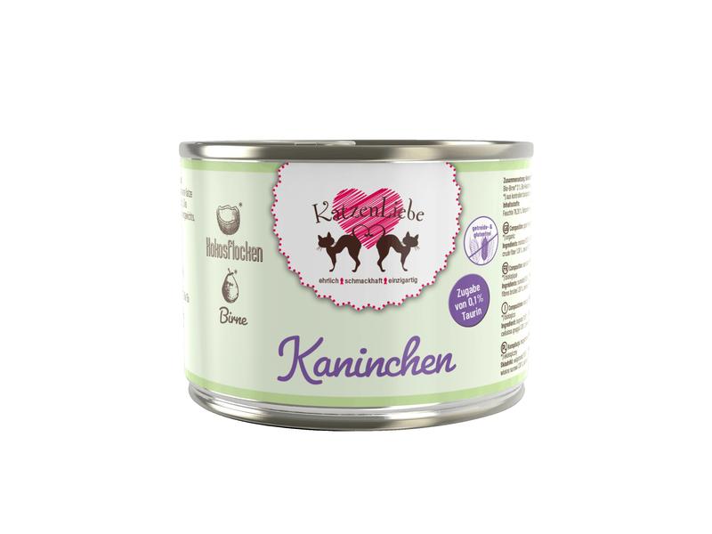KatzenLiebe Nassfutter Kaninchen mit Bio-Birne 200 g Premium Bio-Ergänzungsfuttermittel für erwachsene Katzen