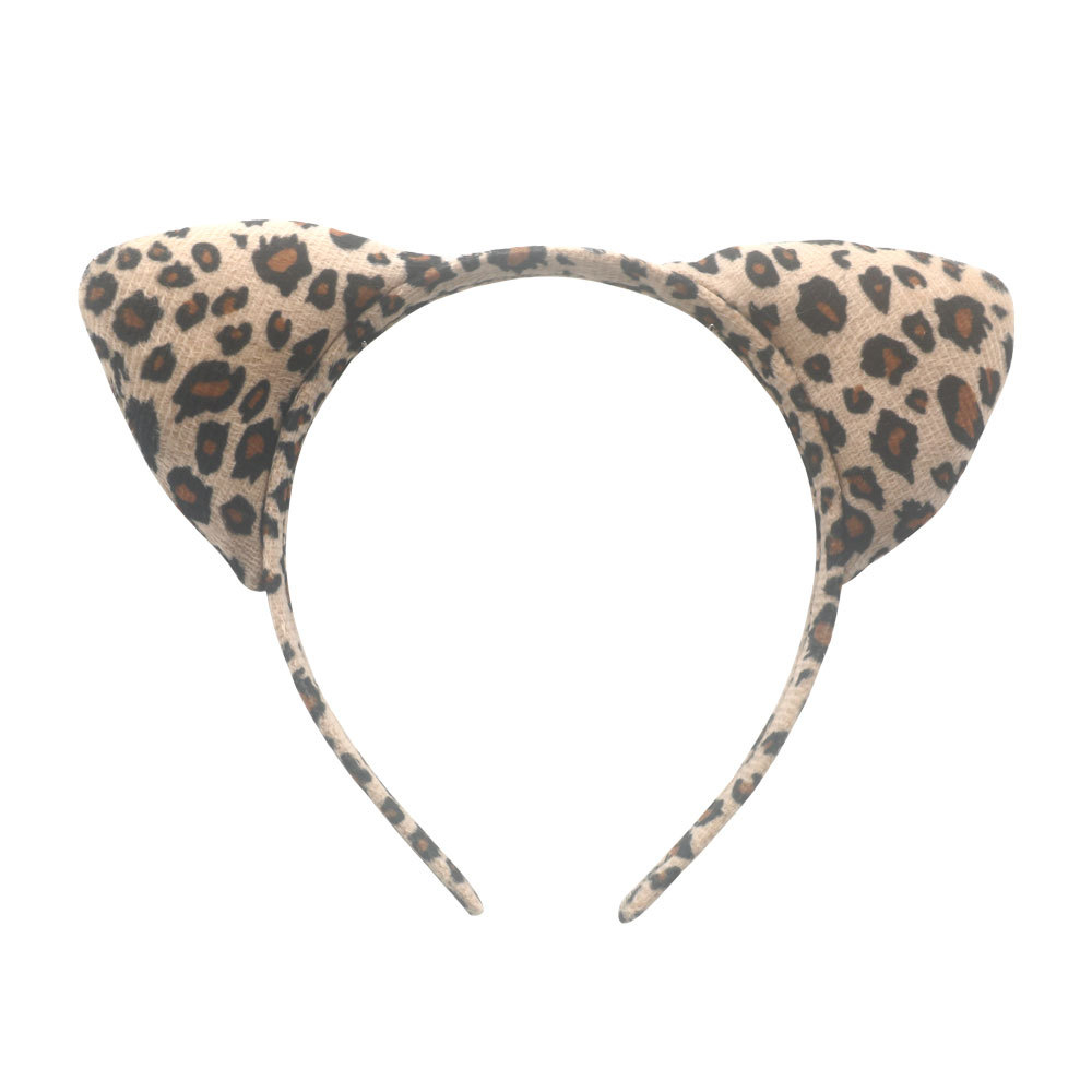 Leoparden Haarreif mit Plüsch Ohren Fasnachts Kostüm Zubehör Motto Party Accessoire Halloween Foto Requisite - Braun