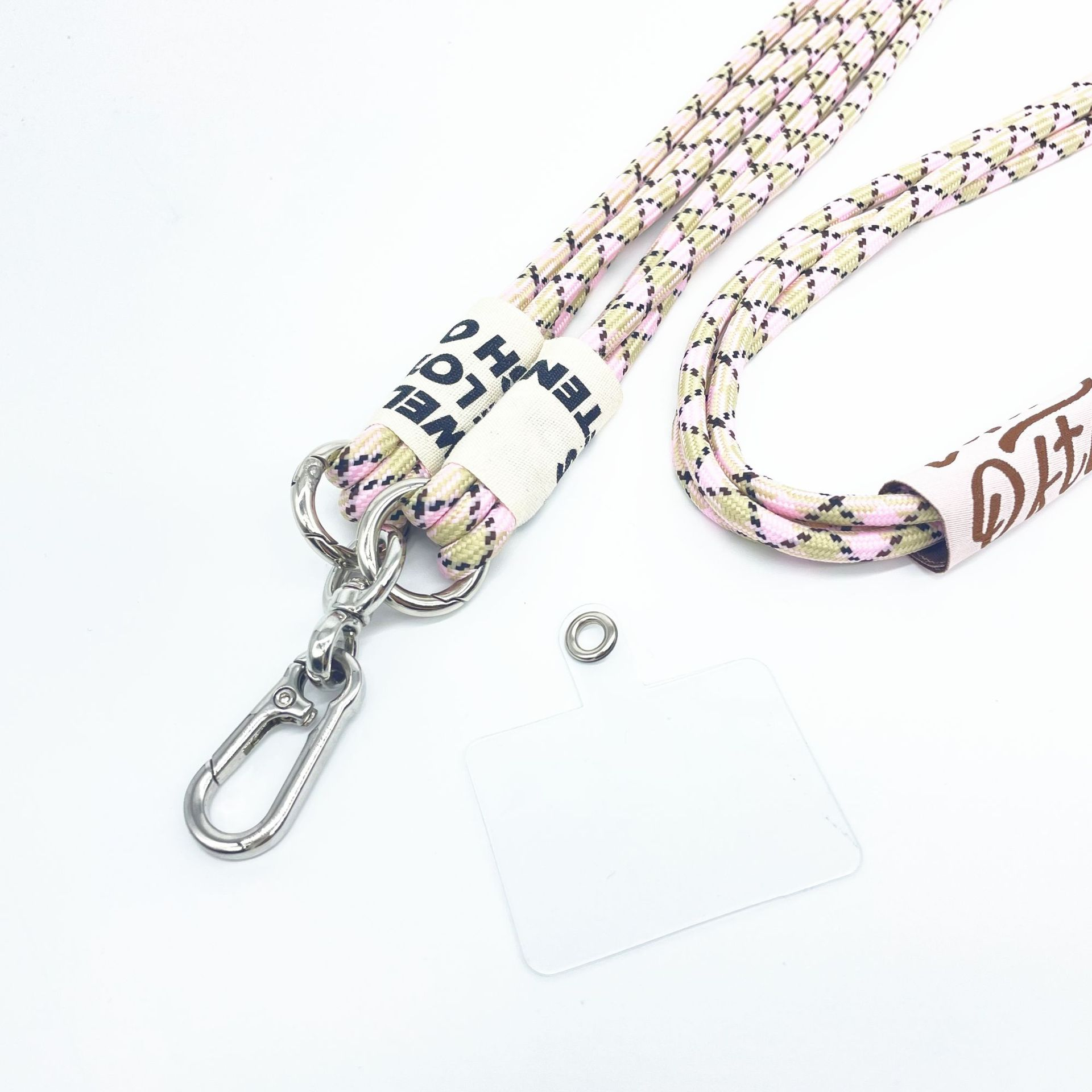 (130cm) Universal Necklace Handykette Umhängeband für Schutzhülle   1x Einlage - Beige / Rosa