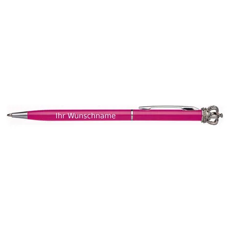 Macma Drehkugelschreiber aus Metall mit Krone, pink