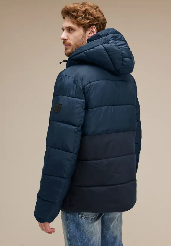 Pufferjacke im Materialmix - midnight blue
