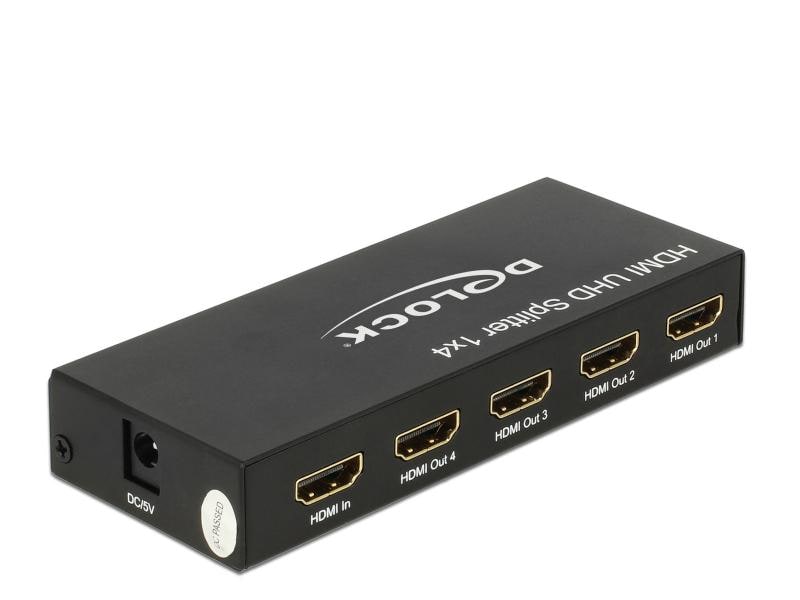 Delock 4-Port Signalsplitter HDMI - HDMI 4K/60Hz 4-Port HDMI-Signalsplitter, Aktiv