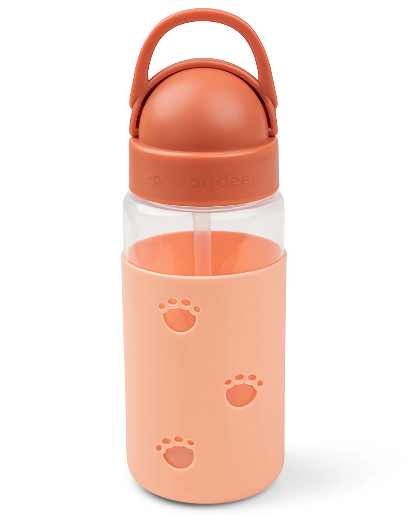 Trinkflasche EASY-GRIP - ELPHEE (350ml) mit Trinkhalm in papaya