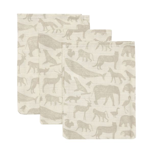 Jollein Animals Washandje - 3 Stuks - Nougat