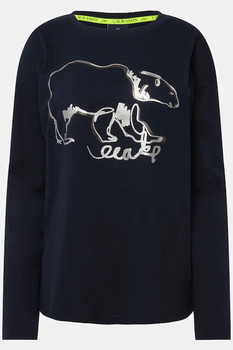 T-Shirt, oversized, Eisbär, Rundhals, Langarm