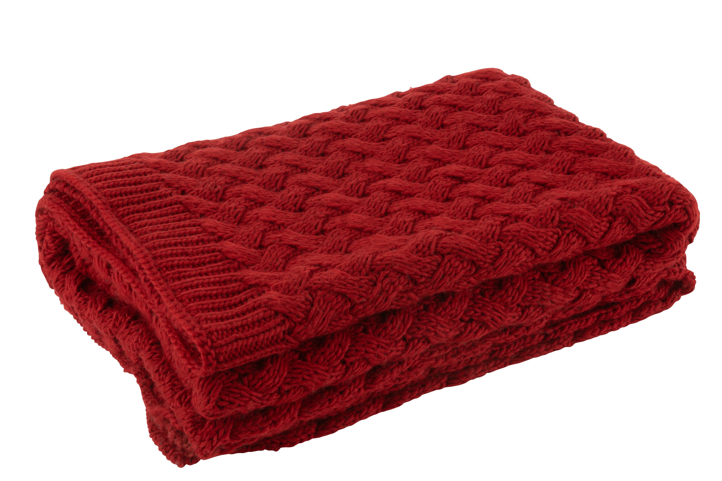 J-Line plaid Gebreid - textiel - rood - 180 x 130 cm