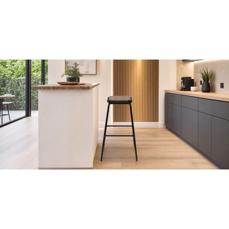 Chaise de bar OSLO, set de 2, structure noire