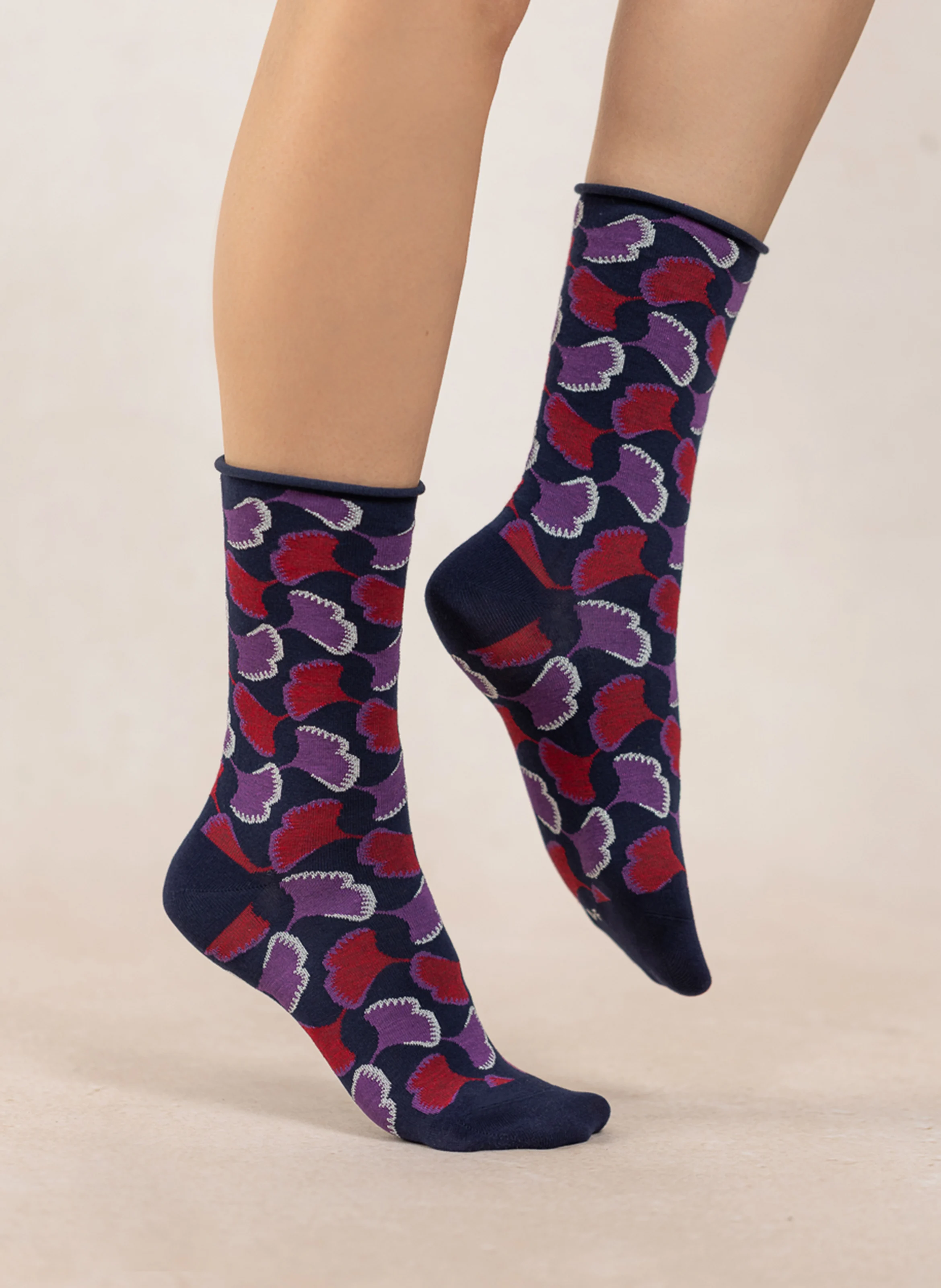 GINKGO - Chaussettes imprimées en coton mélnagé | Bleu