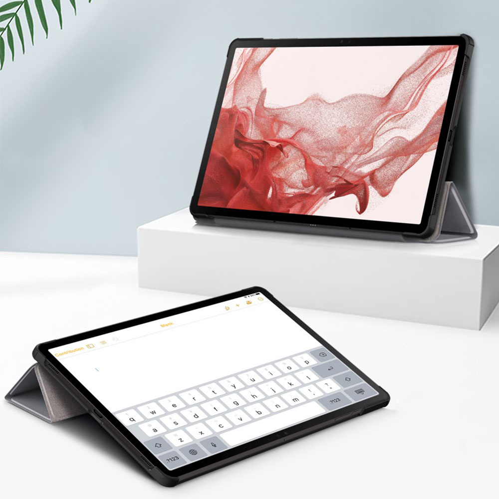 Samsung Galaxy Tab S9 Flipcase Hülle Ledertasche mit Aufstellfunktion Litchi Look   S-Pen Halterung - Schwarz