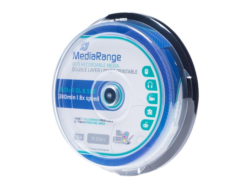 MediaRange DVD R 8.5 GB, Spindel (10 Stück) DVD-Rohlinge, Double Layer, Vollflächig bedruckbar